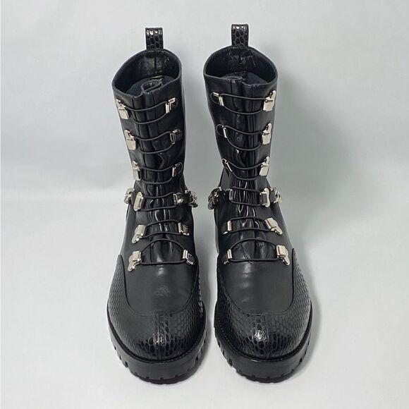 Christian Louboutin Horse Chain-Trimmed Leather Combat Boots size 37 - Picture 4 of 14